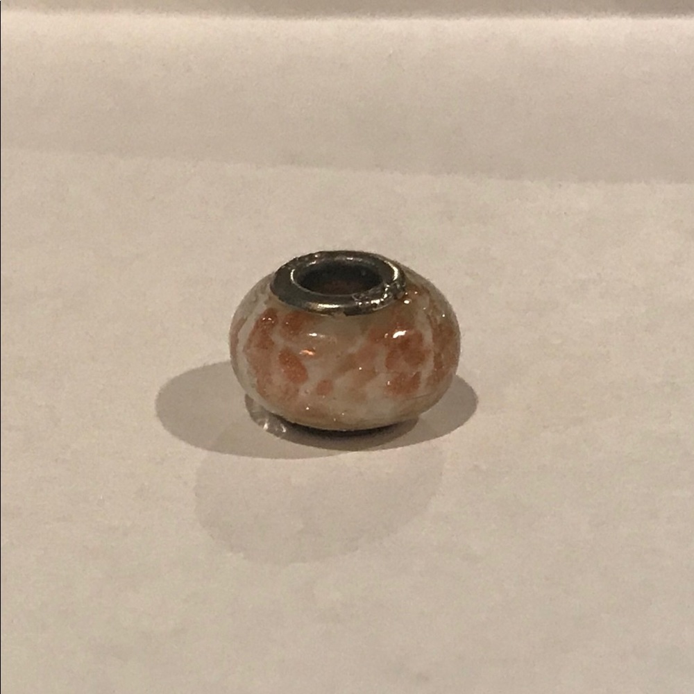 New 925 Stamped Glass Charm White Rose Gold